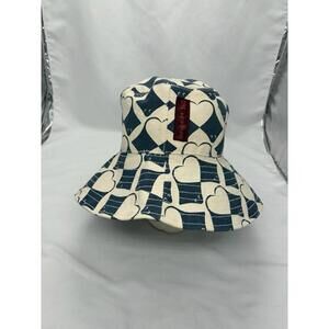 Bungalow 360 Checkered Heart Blue Polka Dot Reversible Print Bucket Hat